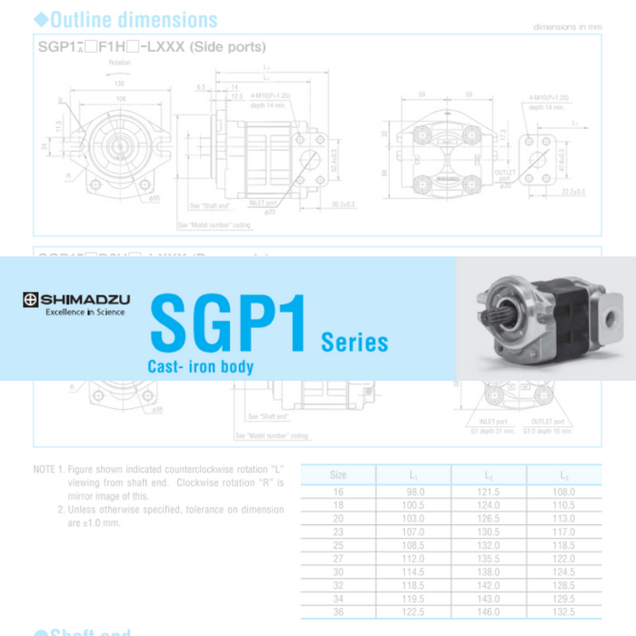 Shimadzu SGP1 - Hydraulic Pump Seal Kit - For Shimadzu pumps that start with 'SGP1'
