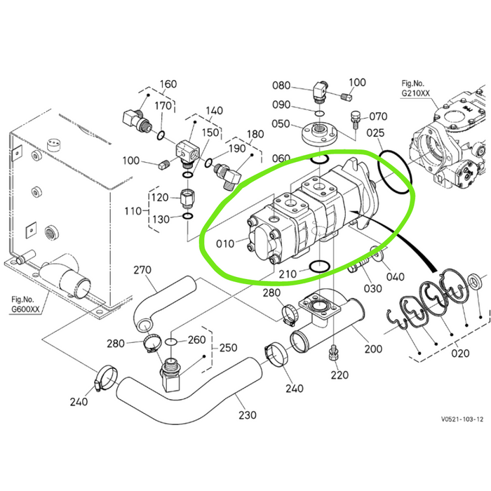 Kubota V0521-62510 - High-Flow Hydraulic Pump for SVL75-2 & SVL75-2C