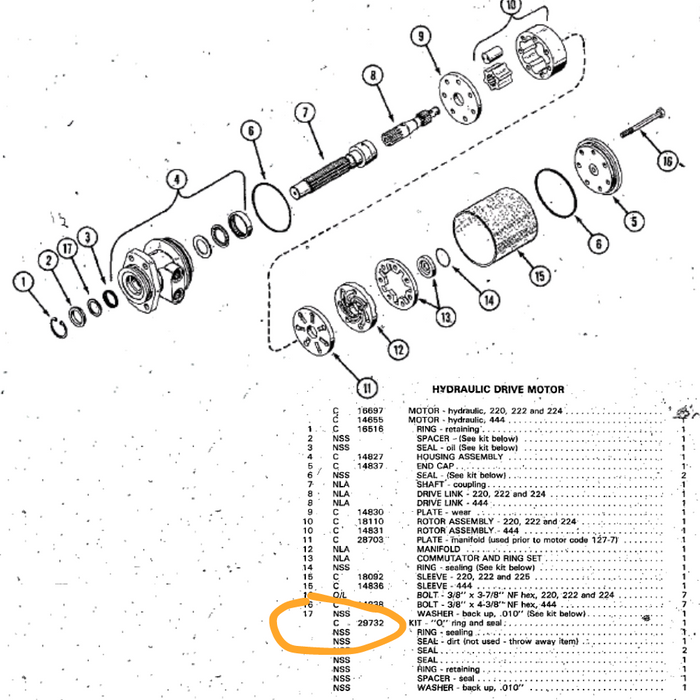 Bobcat 6513423 - Seal Kit for Hydraulic Motor
