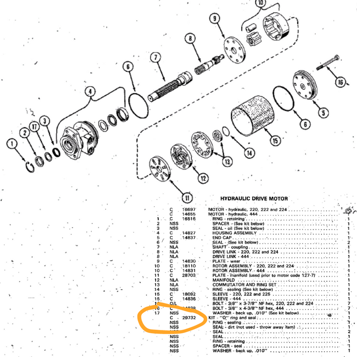 Seal Kit for Case D58412 Motor