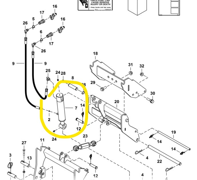 Bobcat 6809501 - Angle Adjustment Cylinder for Compact Tractor Front Lift Kit